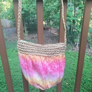 Braciano pink and orange fabric purse